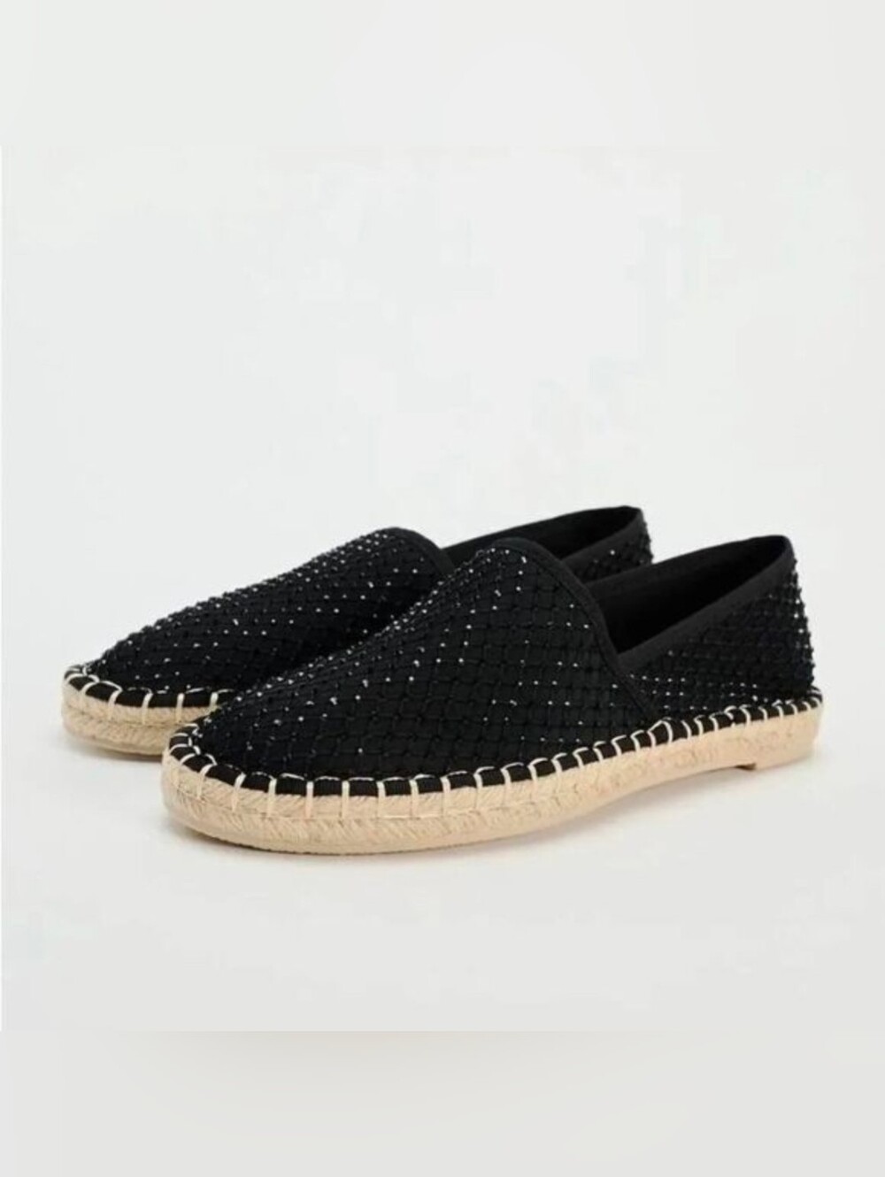 Sz 6.5 Zara SHIMMERY ESPADRILLES BLACK
